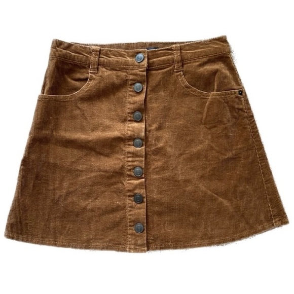 Brandy Melville Velvet Button Front Mini Skirt Size S Brown Preppy Academia - Picture 6 of 9